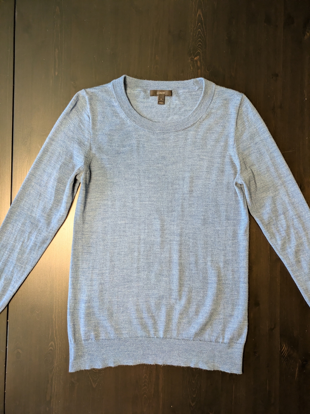 J. Crew Heather Blue 3/4 Sleeve Merino Wool Sweater Sz S